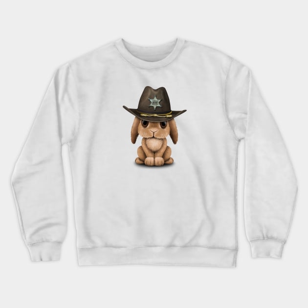 Cute Baby Bunny Rabbit Sheriff Crewneck Sweatshirt by jeffbartels